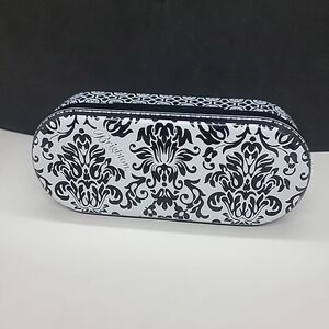 Brighton Tin Metal Sunglasses Storage Case Black White Hinged 6"X2.5"